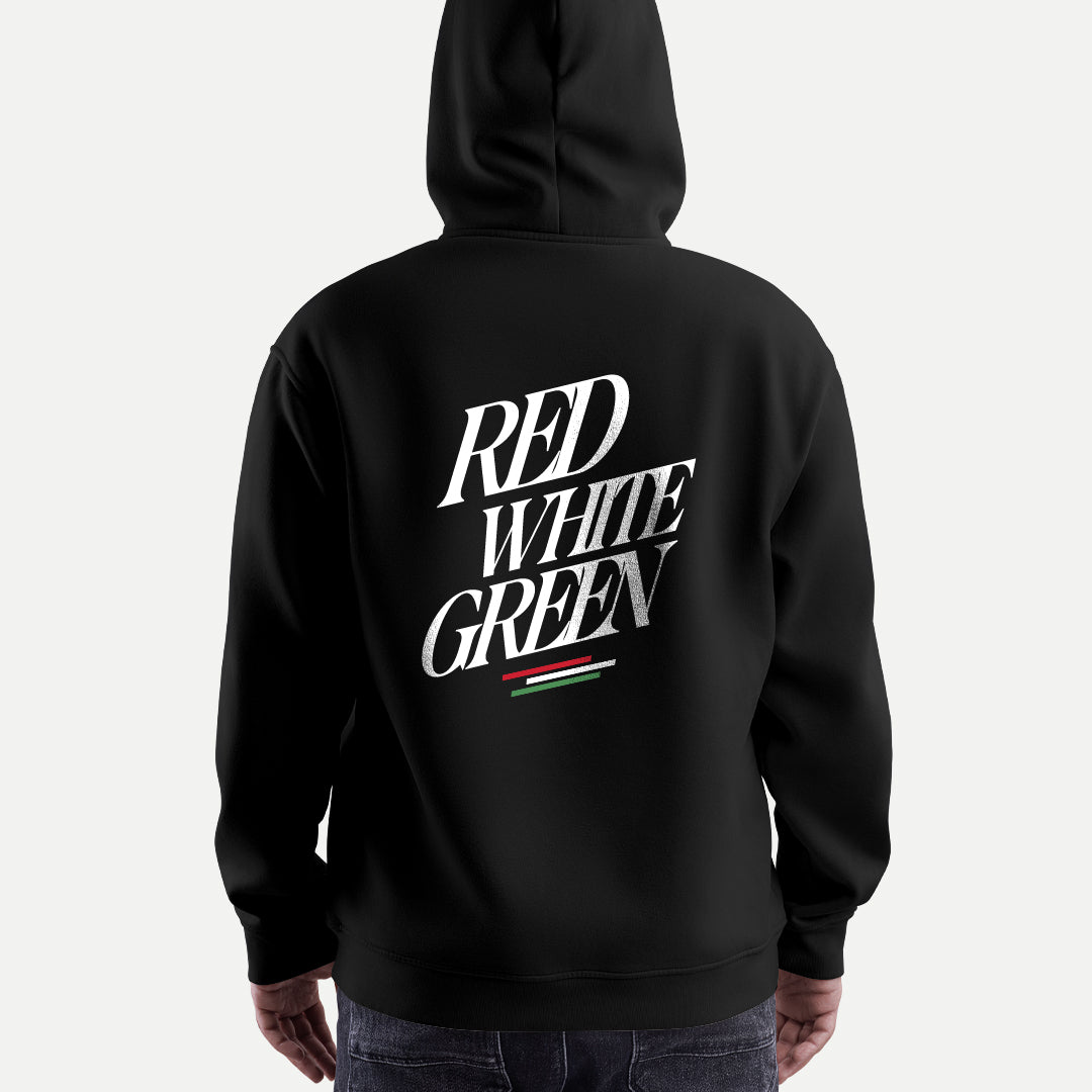 Piros Fehér Zöld - Kapucnis Pulóver - Huniwear