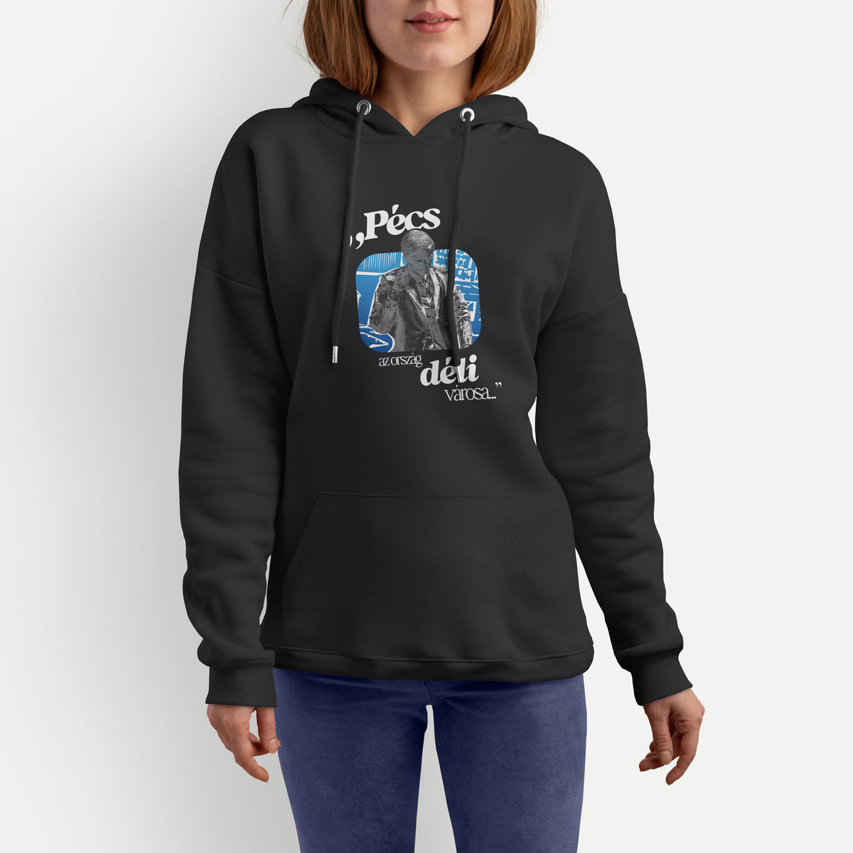 PÉCS Weöres Szobor + Idézet - Kapucnis Pulóver - Huniwear