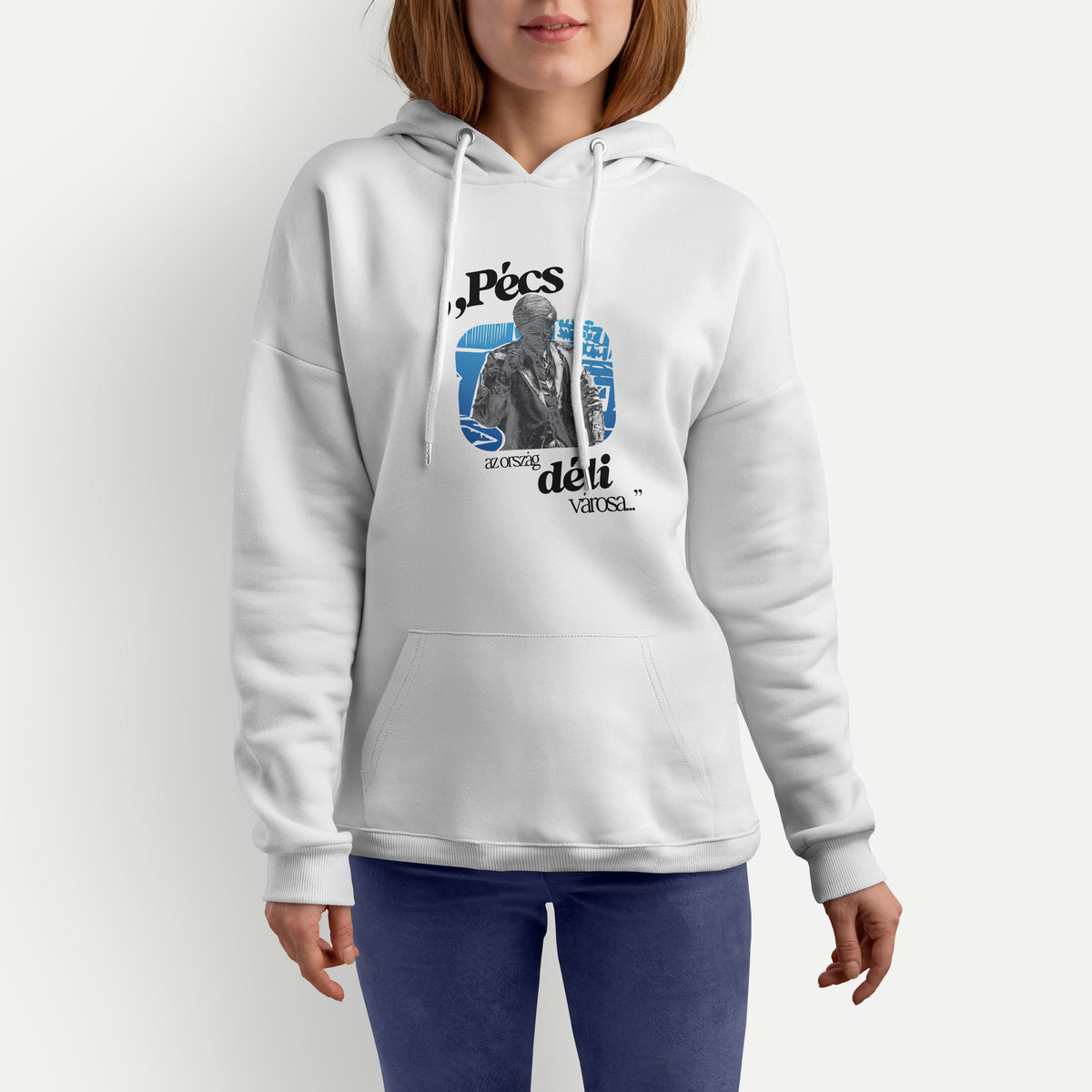 PÉCS Weöres Szobor + Idézet - Kapucnis Pulóver - Huniwear